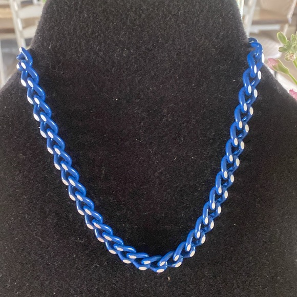 Vintage Metal Link Necklace Blue and Silver FINAL PRICE DROP - Picture 4 of 4